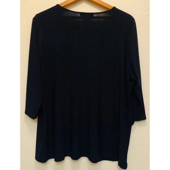 Adele & Mary Womens Top 2X Navy Blue Sheer Front Classy Career Office Wear - Picture 5 of 5